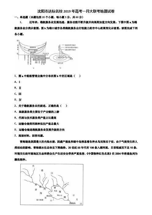 沈阳市达标名校2019年高考一月大联考地理试卷含解析