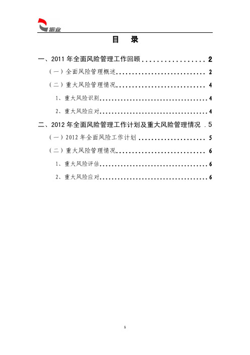 深圳振业2011年风险管理报告