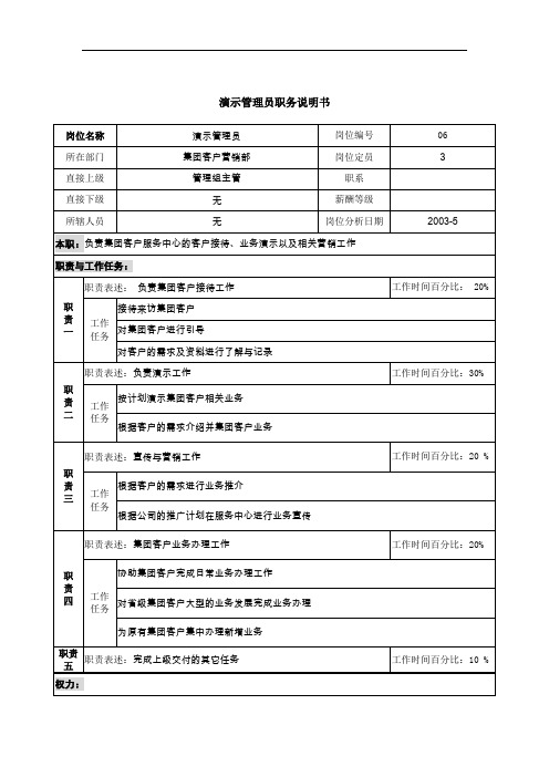 通信行业部门岗位说明书(107个)10