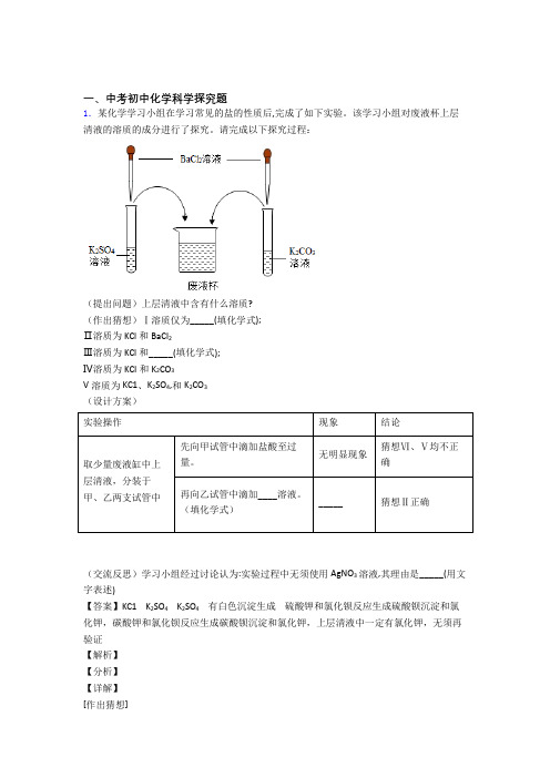 2020-2021中考化学易错题专题复习-探究题练习题含详细答案