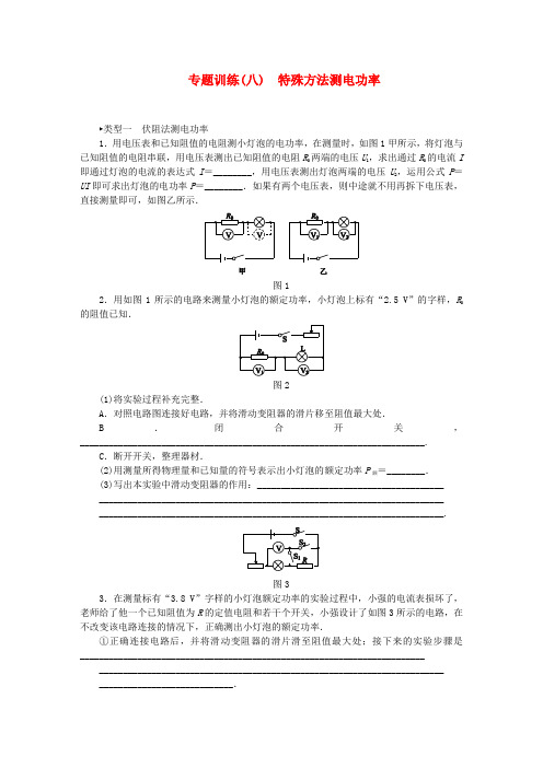 九年级物理上册 第十五章 电能与电功率 特殊方法测电功率专题训练 (新版)粤教沪版