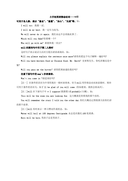 【名校】2020小升初复习-小升初英语情态动词will专项指导