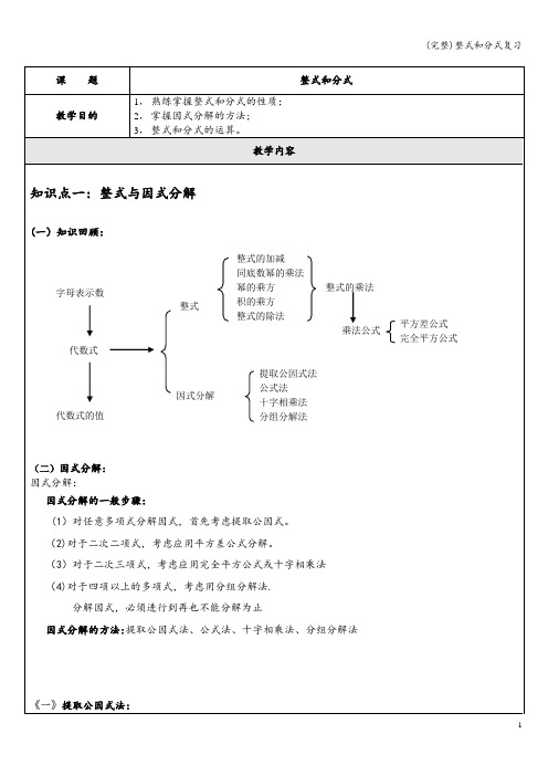 (完整)整式和分式复习