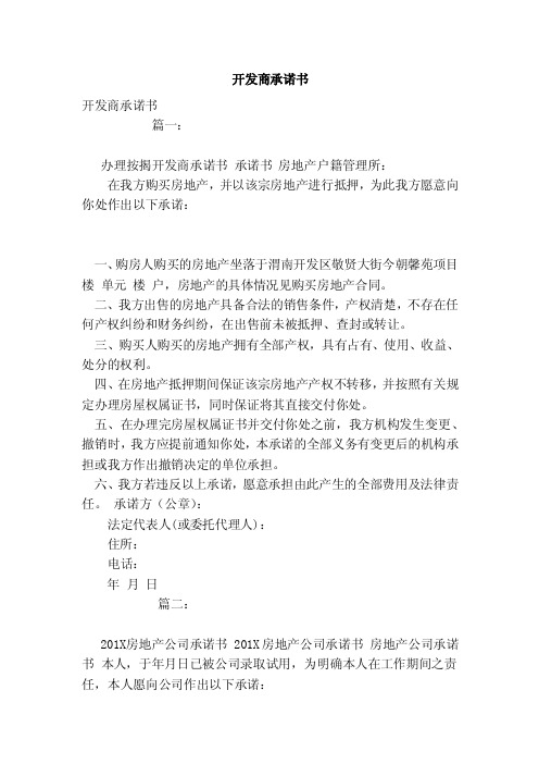 开发商承诺书（模板）