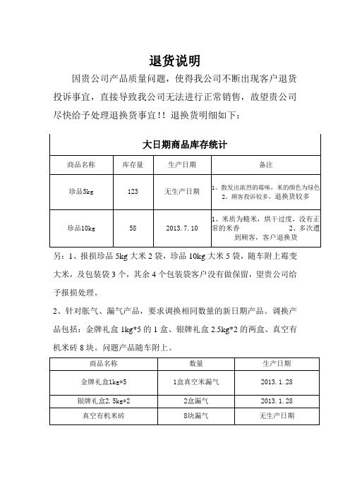 退换货说明