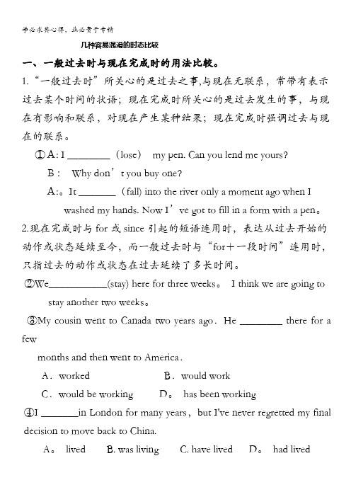 高考英语复习：几种容易混淆的时态比较