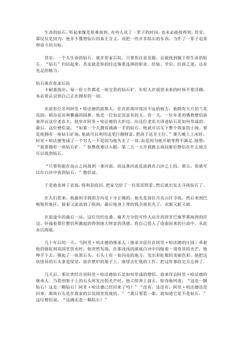 卡耐基告诉你的人性优点全集_第三章 寻找生命的钻石