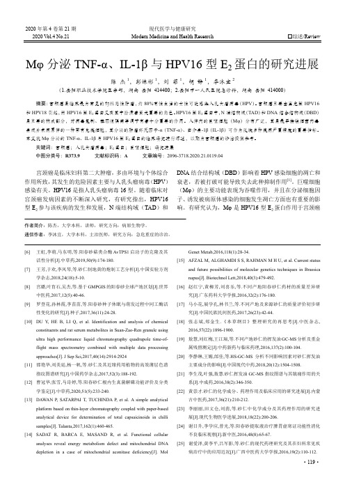 Mφ分泌TNF-α、 IL-1β与HPV16型E2蛋白的研究进展