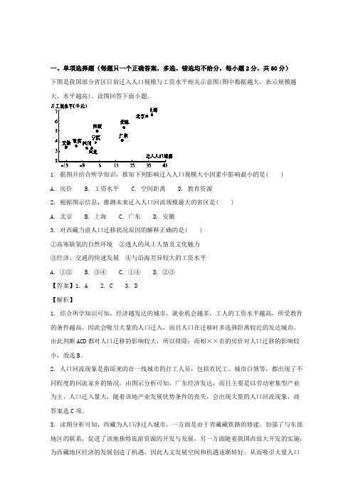 2017-2018学年高一地理下学期期中试题(含解析)