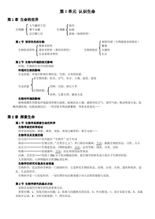 初中生物 第1单元 认识生命