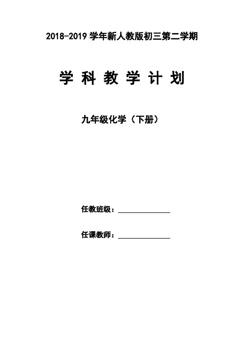 2019【新人教版】九年级化学下册教学计划与教学进度