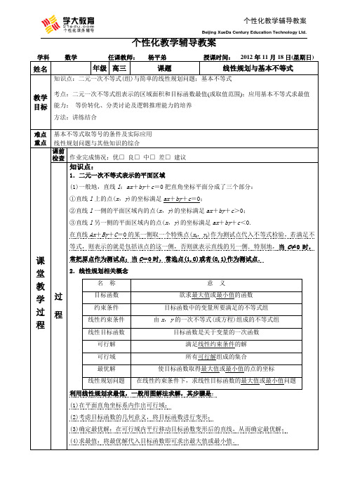 线性规划与基本不等式