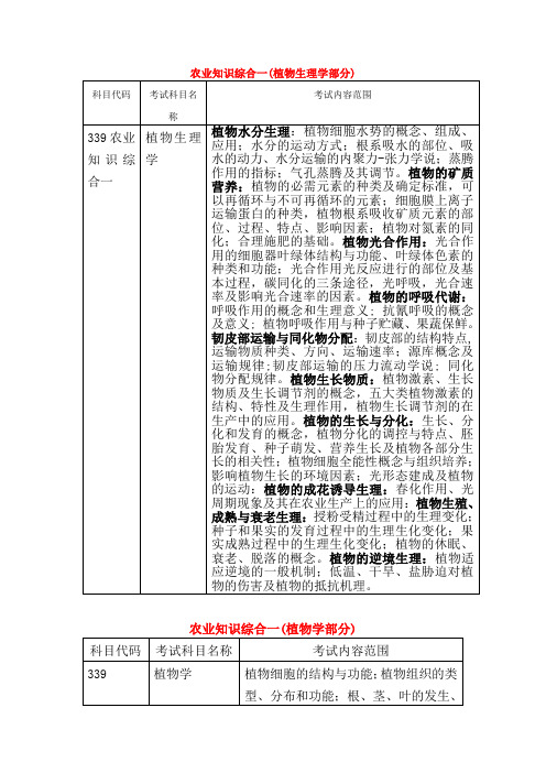 农业知识综合一(植物生理学部分)
