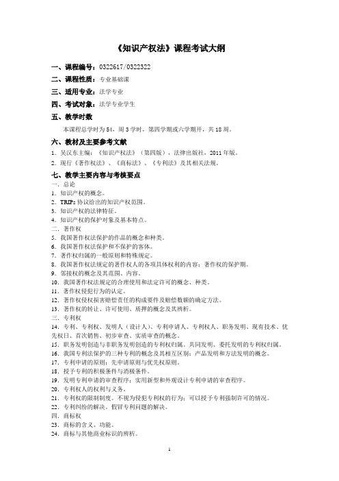 (完整版)知识产权法考试大纲