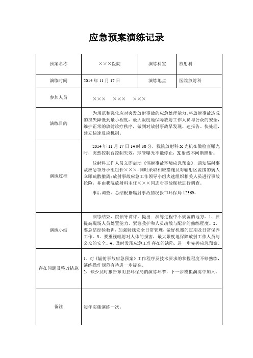 辐射事故应急预案演练记录