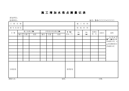 施工增加水准点测量记录