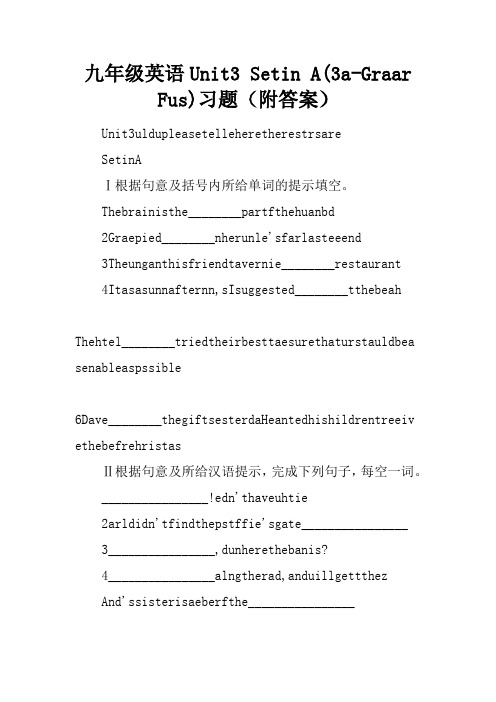 九年级英语Unit3 Section A(3a-Grammar Focus)习题(附答案)