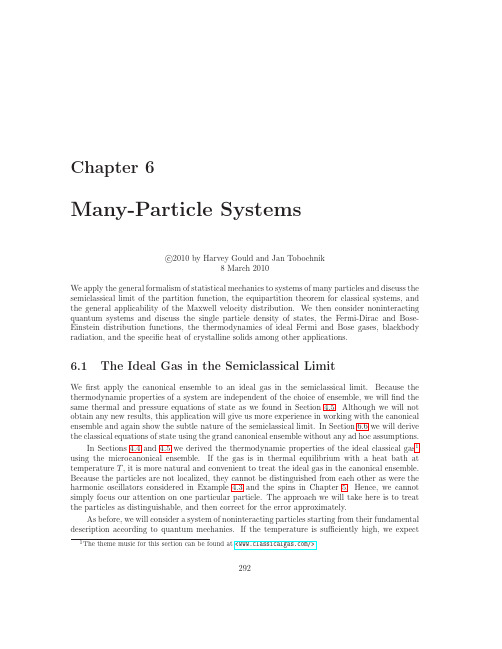 Statistical Phys._Ch6_Noninteracting Particle Systems