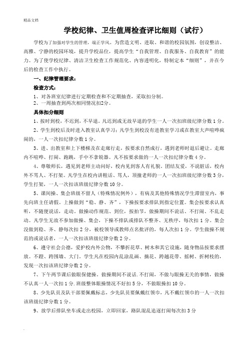 学校纪律、卫生检查细则及表格
