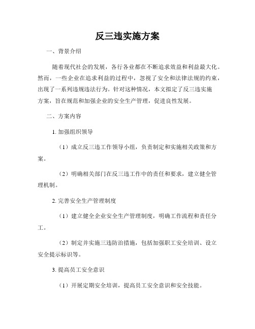 反三违实施方案