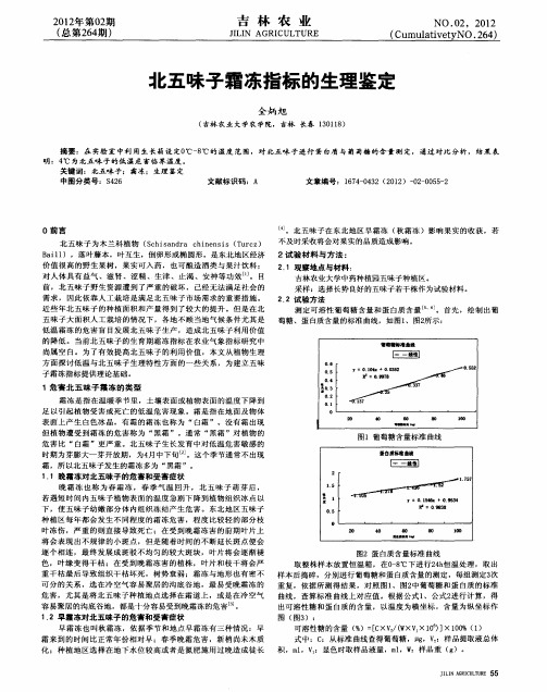 北五味子霜冻指标的生理鉴定
