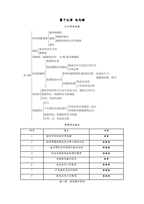 2018届中考物理基础知识手册第十九章电与磁