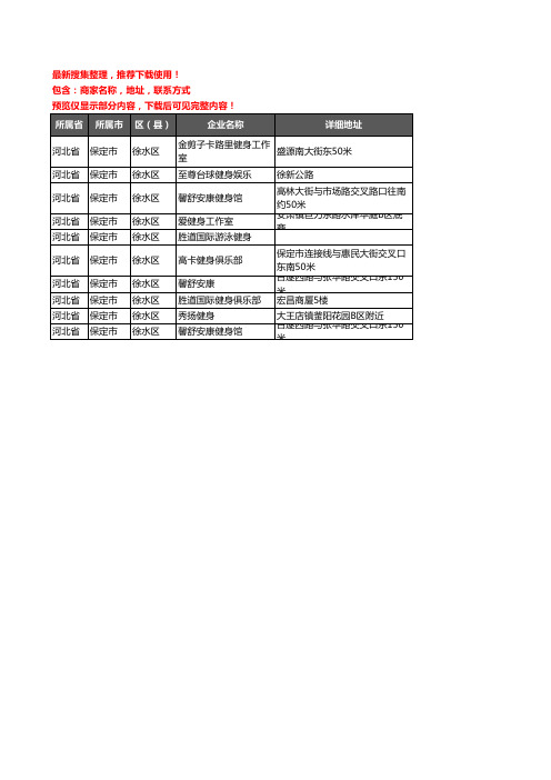 新版河北省保定市徐水区健身房企业公司商家户名录单联系方式地址大全10家