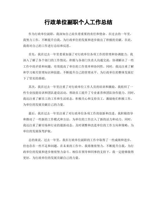 行政单位副职个人工作总结
