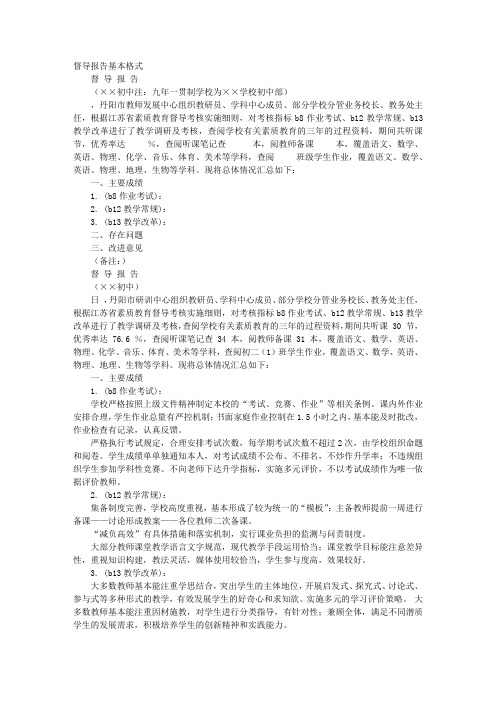督导报告格式