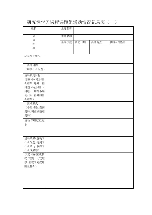 研究性学习课程课题组活动情况记录表1