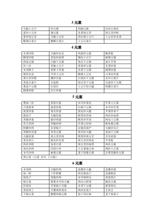 田园菜单