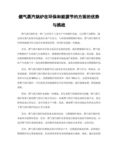 燃气蒸汽锅炉在环保和能源节约方面的优势与挑战