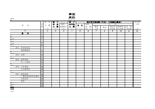 国民经济行业分类职工人数和工资情况Excel模板