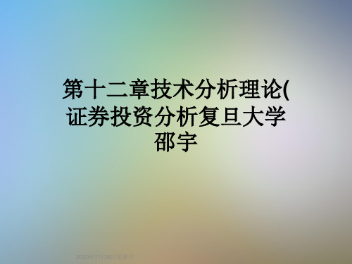 第十二章技术分析理论(证券投资分析复旦大学邵宇