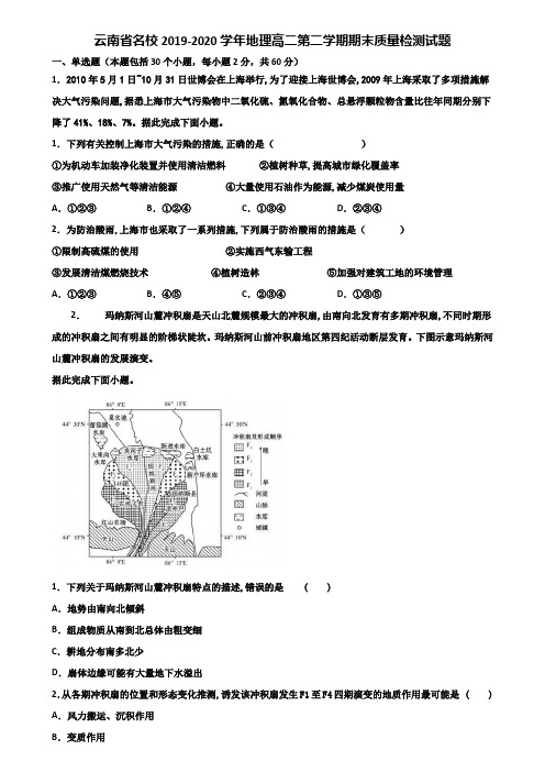 云南省名校2019-2020学年地理高二第二学期期末质量检测试题含解析