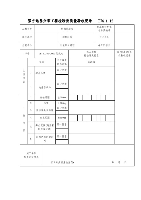 强夯地基分项工程检验批质量验收记录