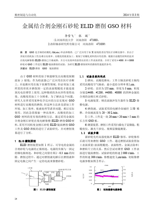 金属结合剂金刚石砂轮ELID磨削GSO材料