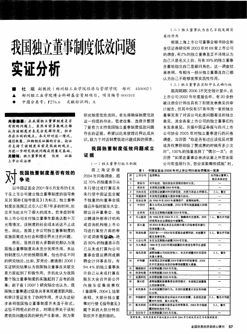 我国独立董事制度低效问题实证分析