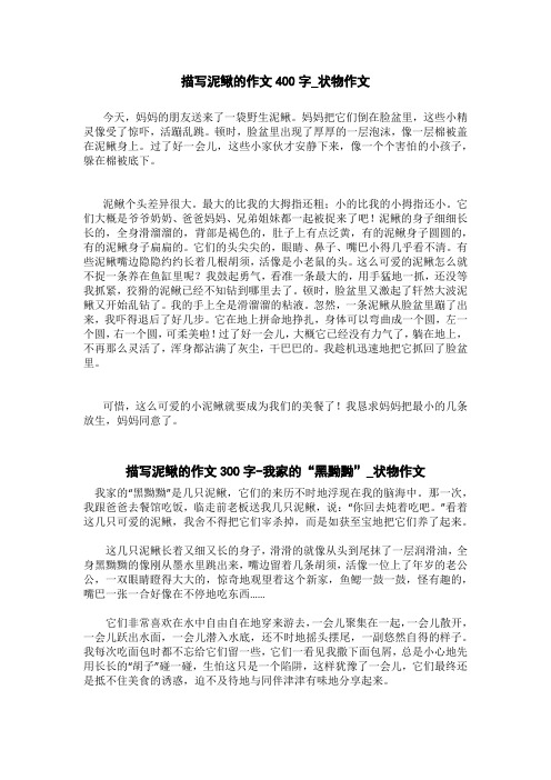 描写泥鳅的作文300字-我家的“黑黝黝”_状物作文
