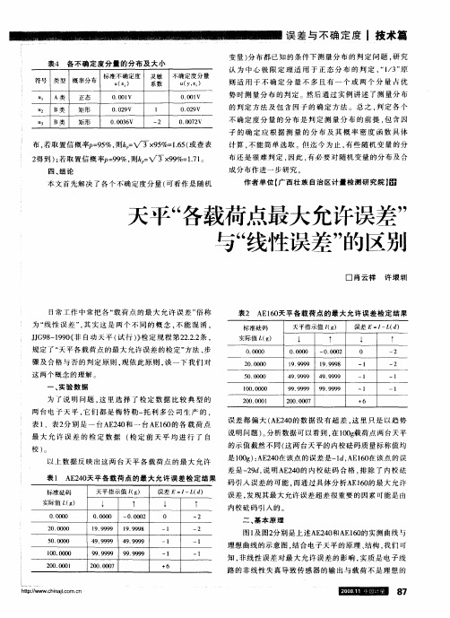天平“各载荷点最大允许误差”与“线性误差”的区别