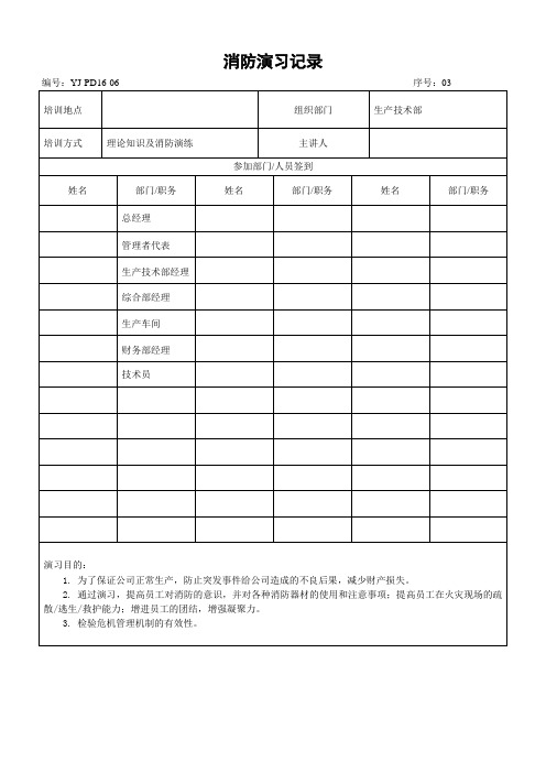 消防演习记录表