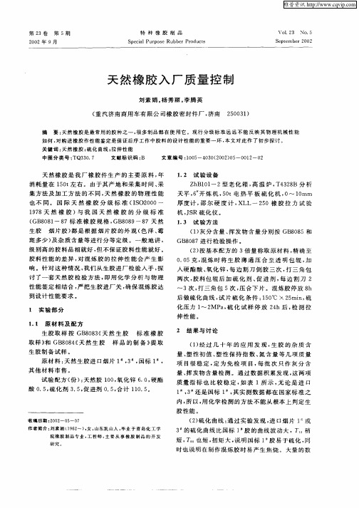天然橡胶入厂质量控制
