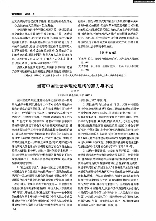 当前中国社会学理论建构的努力与不足