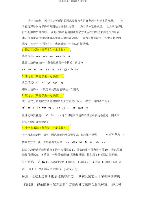 初中因式分解详解及提高篇