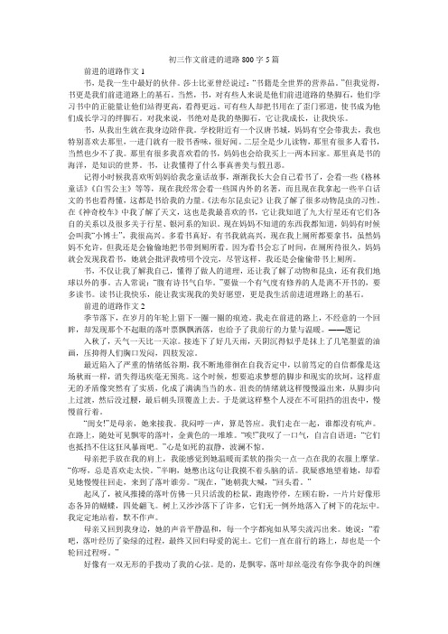 初三作文前进的道路800字5篇