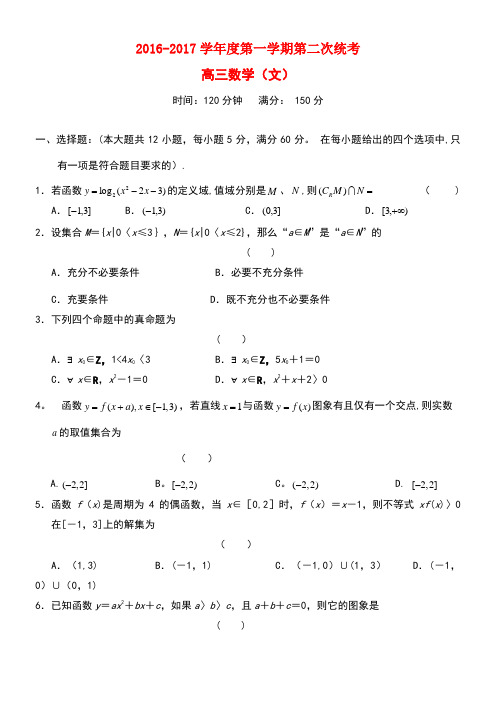 安徽省六安市舒城县高三数学上学期第二次统考试题文(无答案)(new)