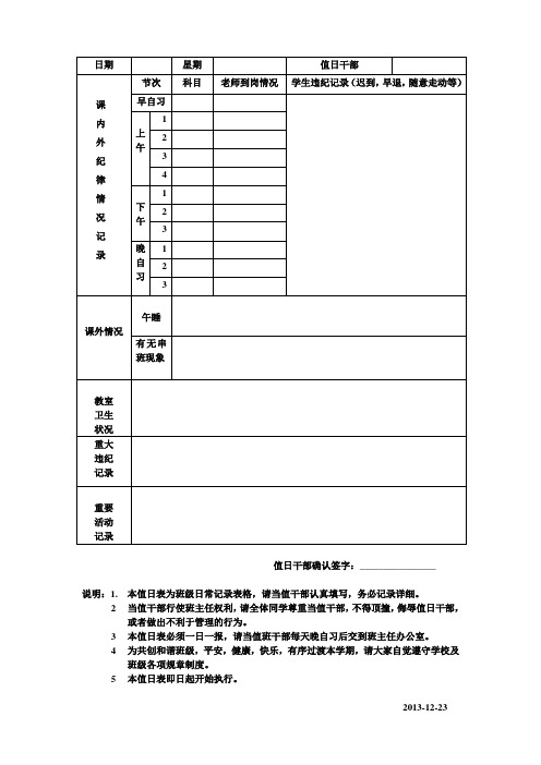 值日表