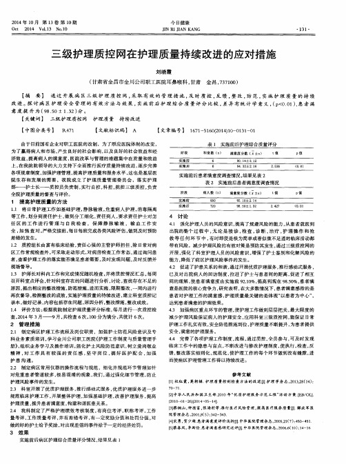 三级护理质控网在护理质量持续改进的应对措施