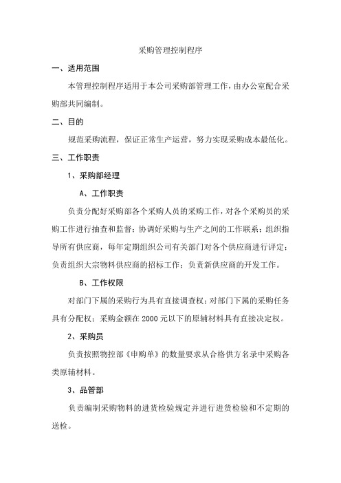 采购管理控制程序
