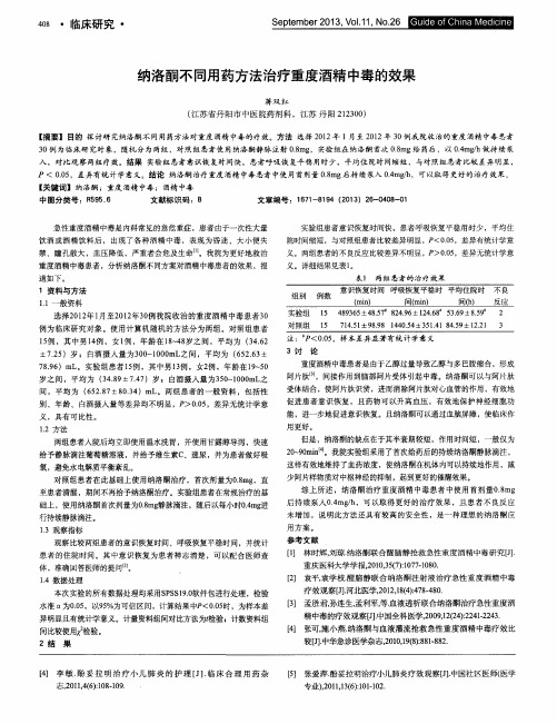 纳洛酮不同用药方法治疗重度酒精中毒的效果
